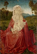 Madonna and Child on the Grass Bank, c. 1490, mixed media on oak, 29.5 x 21 cm, unsigned,