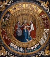 The Coronation of Mary in the Circle of Angels and Saints, c. 1470, mixed technique on spruce,
