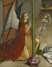 The Annunciation to Mary: The Archangel Gabriel, c. 1490, Mixed media on fir wood, 143 x 111.5 cm,