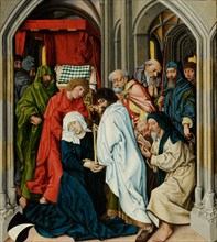 The Marian Death, c. 1480, mixed technique on fir wood, 78.5 x 69.5 cm, unmarked., In the lower