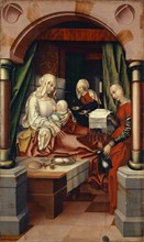 The Birth of Mary, 1512, tempera on softwood laminated with canvas, 107 x 64.5 cm, monogrammed on
