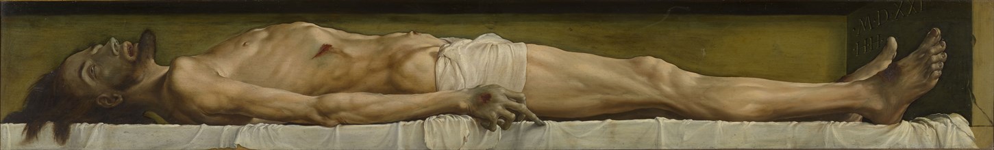 The Dead Christ in the Tomb, 1521-1522, oil on lime wood, dated and monogrammed on the right side