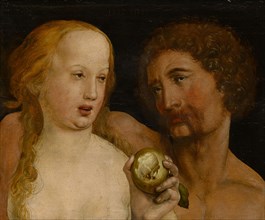 Adam and Eve, 1517, oil on paper, (probably later) mounted on spruce wood, Watermark: ox-head with