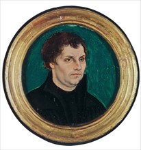 Capsule portrait of Martin Luther, 1525 (?), Mixed technique on beech wood, diameter: 9.8 cm