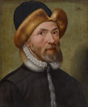 Portrait of a gentleman in a fur cap, c. 1580, oil on oak, 25 x 21.7 cm, unmarked, Niederländischer
