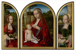 Madonna and Child (middle panel), hl, ., Katharina (inside of the left wing), hl, ., Barbara
