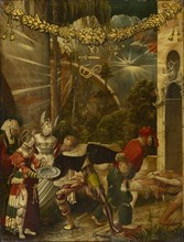 The decapitation of John the Baptist, c. 1517, oil on fir wood, 32.5 x 26 cm, monogrammed in gold