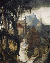 The hl., Jerome in the wild, 1515, tempera on unprimed canvas (small painting), 86.1 x 71.4 cm,