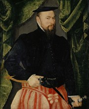 Portrait of Melchior Hornlocher, 1577, oil on oakwood, 86 x 70 cm, inscribed on the reverse above