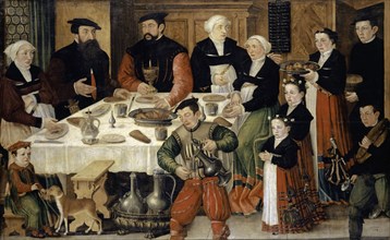 Portrait of the family of Hans Rudolf Faesch, 1559, mixed media on canvas, 127.5 x 207.5 cm, from