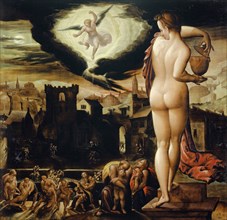 Allegory of the Night, 1586, oil on linden wood, 79.5 x 82 cm, inscribed lower right on the