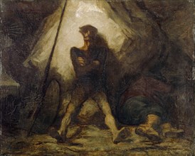 La veille de Don Quichotte, 1855/1856, oil on oak wood, parqueted, 37 x 46 cm, monogrammed lower