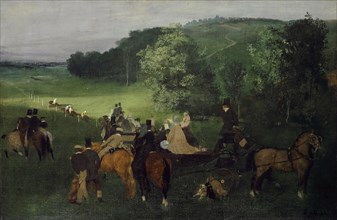 Sur le champ de courses (Les Courses), c. 1861/1862, oil on canvas, 42.8 x 65 cm, signed lower