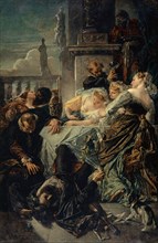 The Death of Pietro Aretino, 1854, oil on canvas, 267.5 x 176.5 cm, signed and dated lower left: