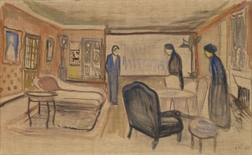 Scene from Ibsen's Ghosts, 1906, tempera on unprimed canvas, 61 x 99.5 cm, signed and dated lower