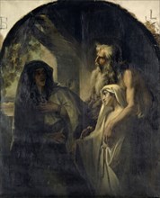 The Prophet Elias leads the widow of Zarpath to her Son, who has been raised from the dead (1 Kings
