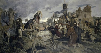 The earthquake of Basel in 1356, 1886, oil on canvas, 185.5 x 344.5 cm, FEC., E. STÜCKELBERG.,