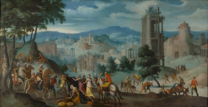 The encounter of David and Abigail, 1557, oil on canvas, 104 x 202 cm, monogrammed and dated on the