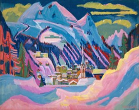Davos in the winter., Davos in the Snow, 1923, oil on canvas, 120.1 x 150 cm, signed lower right: E