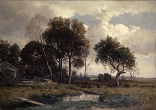 Autumn landscape near Schleissheim, around 1888, oil on canvas, 103.5 x 146 cm, signed lower left: