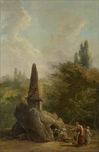 Garden Monument, oil on canvas, 83 x 54.5 cm, monogrammed on the obelisk: H.R, Hubert Robert, Paris
