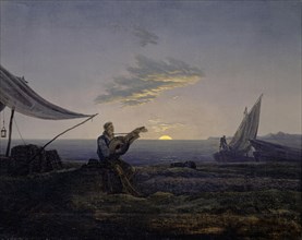 Moonrise at the Sea, 1827, oil on canvas, 38 x 47.7 cm, not indicated, Carl Gustav Carus, Leipzig