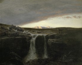 Mountain Landscape with Waterfall, c. 1849, oil on canvas, 32.8 x 40.8 cm, unsigned, Arnold