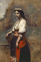 Italienne à la fontaine, 1865/1870, oil on canvas, 83.1 x 54.9 cm, signed lower right: COROT,