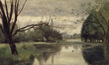L'étang aux canards, 1855/1860, oil on canvas on paper, 24.6 x 39.7 cm, signed lower right: COROT,