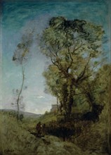 La villa italienne derrière les pins, 1855/1865, oil on canvas, 154.4 x 112 cm, signed lower left:
