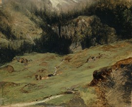 Alp Rosenlaui, 1850-1855, oil on paper on canvas, 27.3 x 33.3 cm, unmarked, Alexandre Calame, Vevey