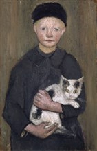 Boy with Cat, c. 1903, oil on canvas, 70.4 x 45.2 cm, unsigned, Paula Modersohn-Becker, Dresden