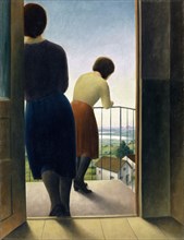 On the balcony (girl on the balcony), 1927, oil on canvas, 94 x 73 cm, signed and dated lower left: