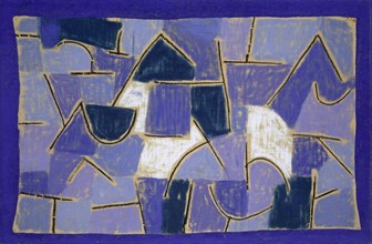 Blue Night, 1937, 208 (U 8), pastel on cotton on pastes on jute, original frame borders, 50.5 x 76