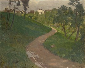 Landstraße on the Hill, 1899/1905 (?), Oil on canvas, 58 x 73 cm, signed lower right: Fritz Burger