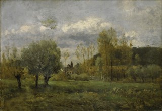 Village landscape, oil on canvas, 31.5 x 45.5 cm, signed lower right: chintreuil, Antoine