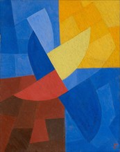 Composition, around 1932, tempera on wood, 21.5 x 17 cm, monogrammed lower right: F [in red color],