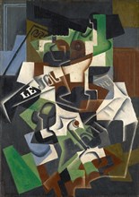 Compotier, pipe et journal, 1917 (November), oil on plywood, 92 x 65.5 cm, signed, inscribed and