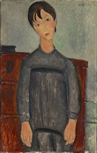 Girl in black apron, 1918, oil on canvas, 92.5 x 60.5 cm, Signed upper right: modigliani, Amedeo