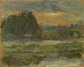 Evening on the Seine, 1930, oil on board, 33 x 41 cm, not marked, Walter Kurt Wiemken, Basel