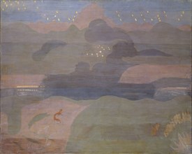 Starry night over Lake Walen, 1931, oil and tempera on canvas, 100 x 125 cm, not marked, Otto
