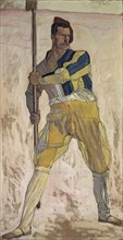 Warrior with Halberd, c. 1898, oil on canvas, 204.5 x 107.3 cm, signed lower right: F. Hodler.,