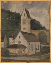 The church of Rümlingen, 1875, oil on canvas on cardboard, 18 x 14.5 cm, signed on the left, above