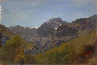 Glarus mountain landscape with Rüchigrat and Bös Fulen, oil on canvas, 39.5 x 58 cm, Johann Rudolf