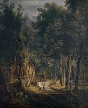 Sawmill in the Lauterbrunnen Valley, 1843, oil on zinc sheet, 55.5 x 45.5 cm, Samuel Birmann, Basel