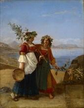This palmarum, deux jeunes filles napolitaines revenant de la fête, 1823, oil on canvas, 48 x 37.3