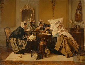 La Malade, 1866, oil on panel, 21 x 27 cm, signed and dated lower left: A. H. Bakker Korff., 66th,