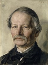 Portrait of the poet Gustav Freytag, 1886, oil on mahogany wood, 41.5 x 31 cm, signed and dated