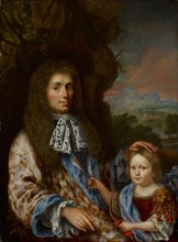 Portrait of a noble gentleman with his son, oil on oak wood, 32.8 x 24.4 cm, unmarked, Pieter