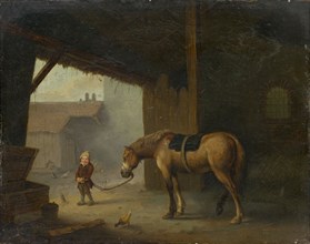 Boy with a Horse in a Stable, 1788, oil on panel, 18.5 x 24.5 cm, signed and dated lower left: